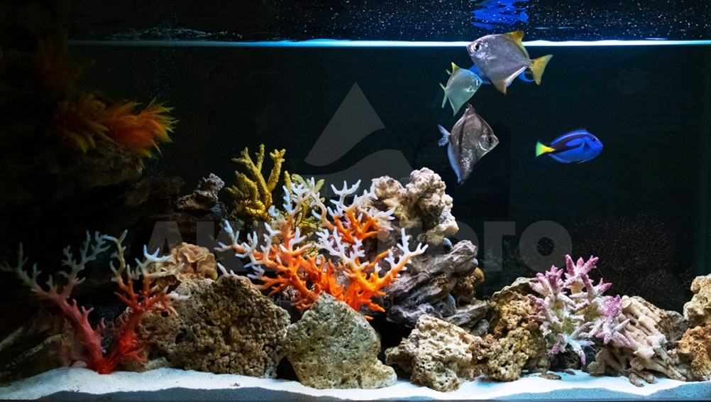 Морское оформление  «рыбное море» в аквариуме объемом 350 литров