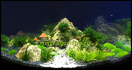 Оформление аквариума Аква Лого - Замок в горах