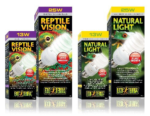 компактные флуоресцентные лампы Exo Terra Reptile Vision и Natural light