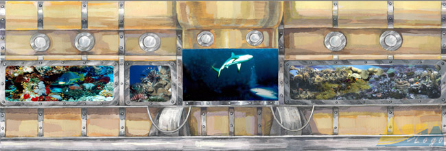 Эскиз оформления аквариумов в павильоне 