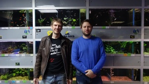 Наше мероприятие посетили популярные аквариумные блоггеры Виталий Шорохов (канал Green Art Moscow на Youtube) и Павел Чулков (канал Scalariki).